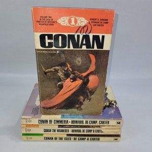 Robert E Howard Conan the Barbarian 1960s Vintage 4 Book Lot Lancer Paperback